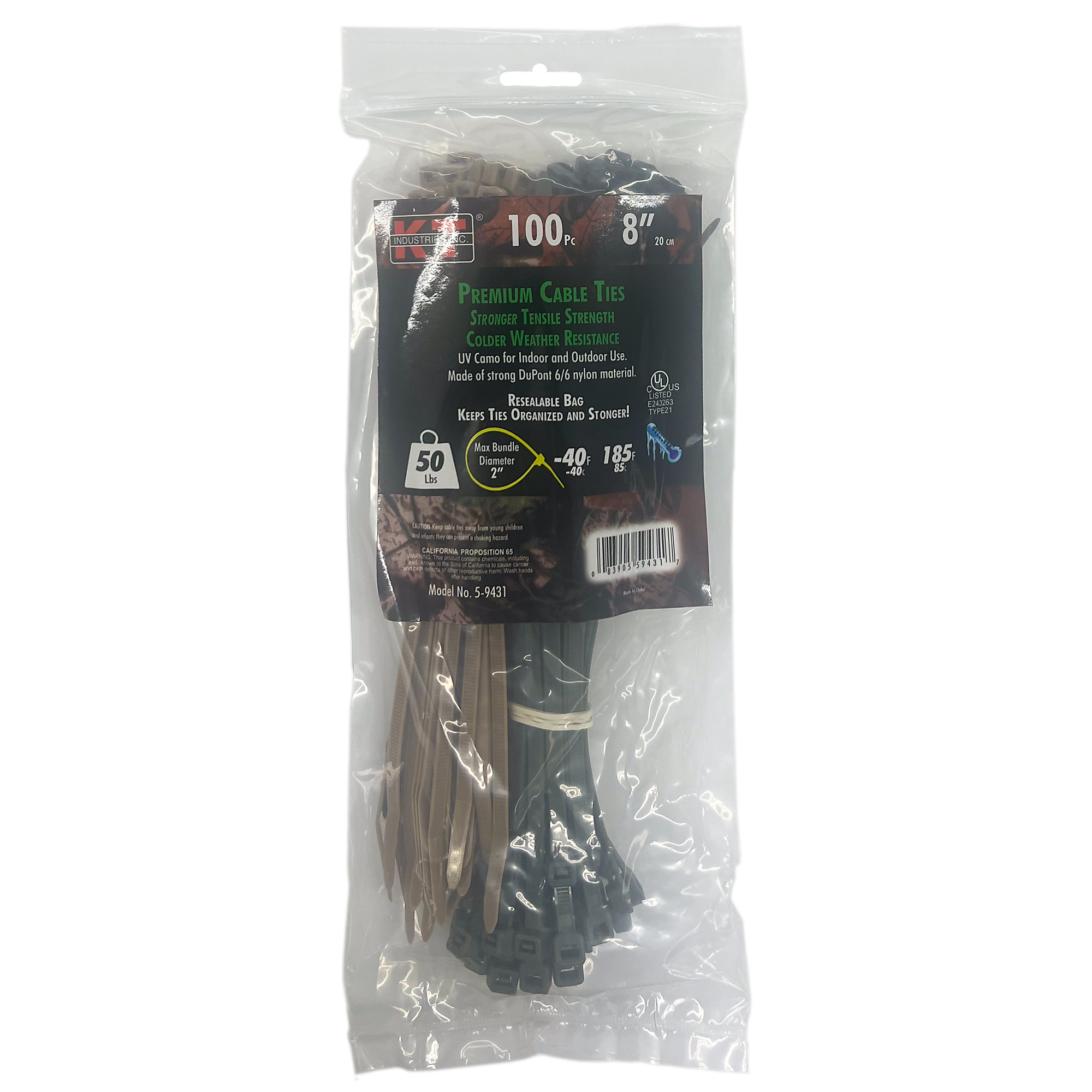 K-T Industries, 8" Camo Standard Duty 100Pk, Model # 5-9431